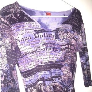 Glima - Printed Purple & Black Blouse. Medium.